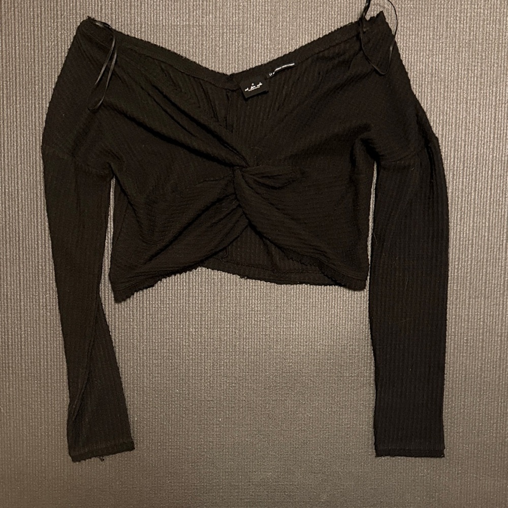 SHEIN Black Twist Front Crop Top
